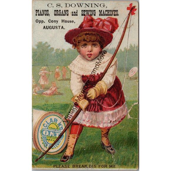 Vintage Clark's O.N.T. Fast Black Spool Cotton Advertising Trade Card PB23 - Picture 1 of 2